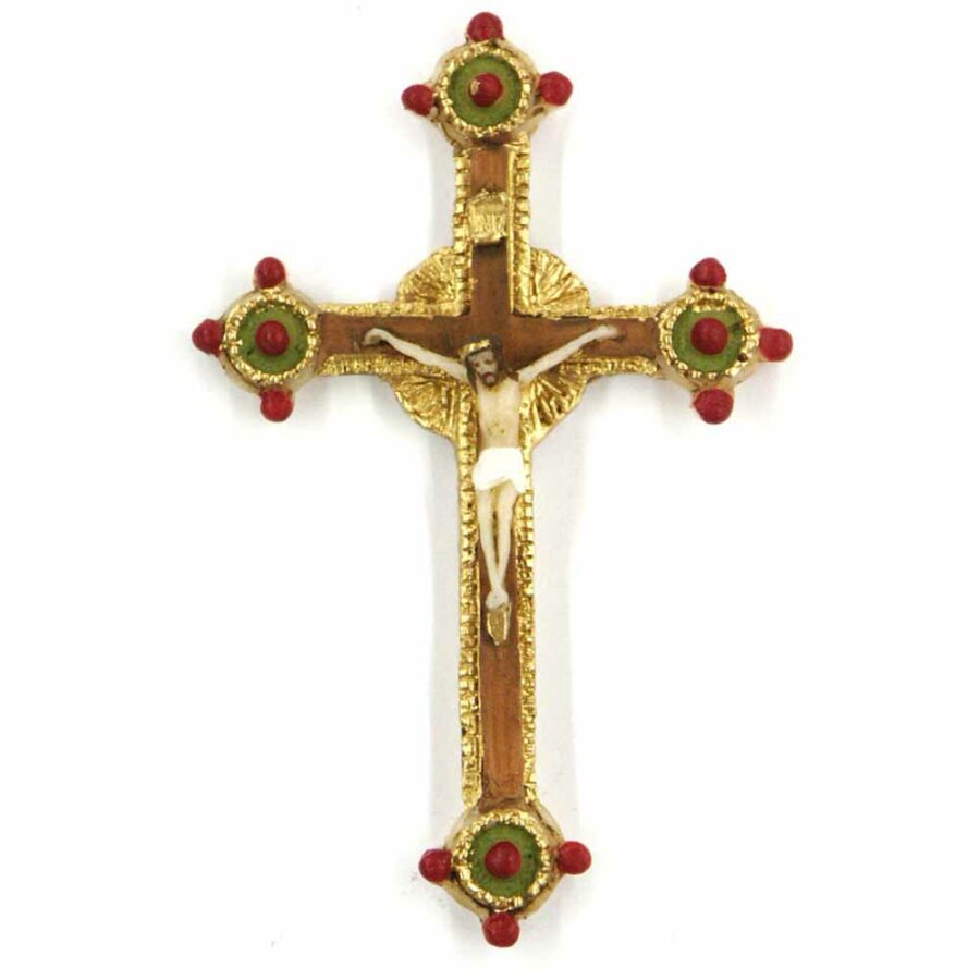Kreuz mit Heiligenschein aus Wachs für Klosterarbeiten