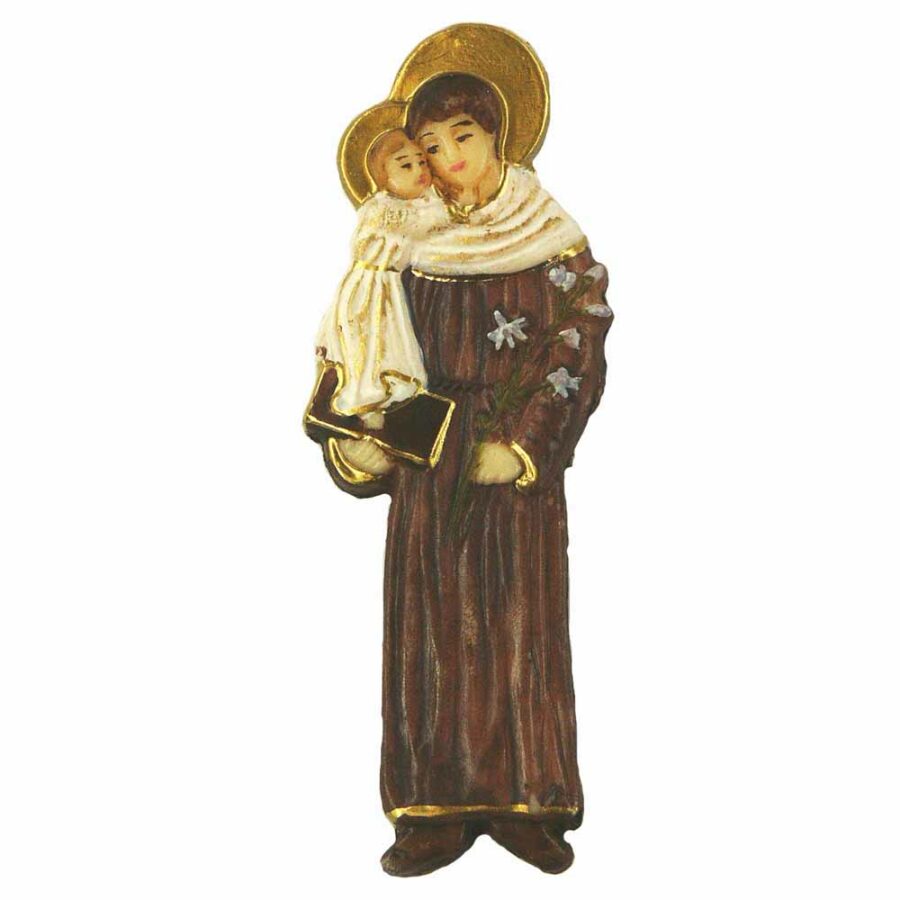 Hl. Antonius mit Heiligenschien in handbemaltem Wachs für Klosterarbeiten