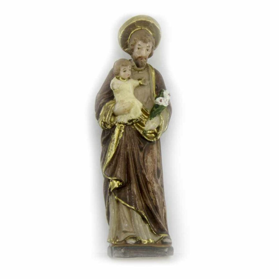 Hl. Josef als Statue mit Kind in handbemaltem Wachs für Klosterarbeiten