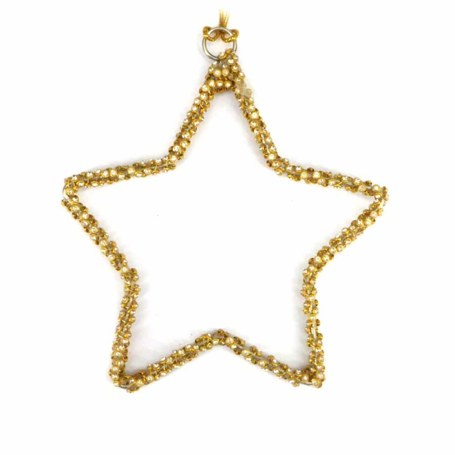 Stern aus Perlen gedraht in gold für Klosterarbeiten