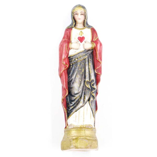 Madonna Herz Maria für Klosterarbeiten in Wachs 12cm rot-blau