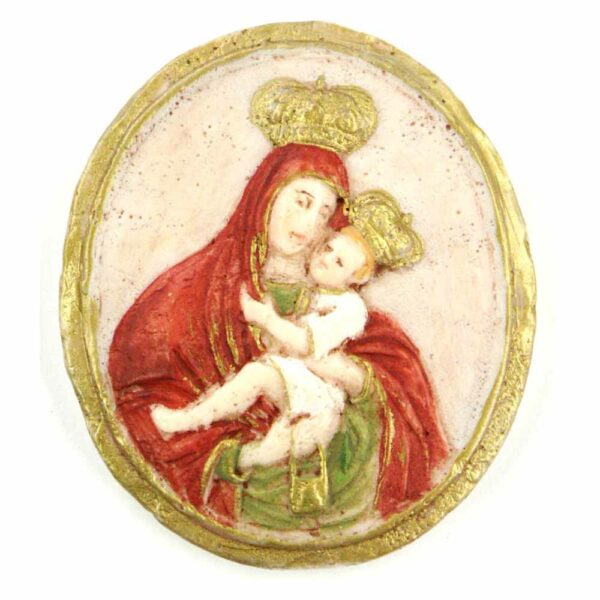 Medaillion mit Madonna mit Kind und Krone aus Wachs