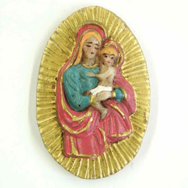Medaillionn mit Madonna auf Heiligenschein aus Wachs