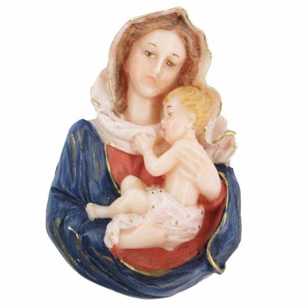 Brustmadonna mit Kind in handbemaltem Wachs für Klosterarbeiten