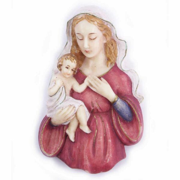 Brustmadonna mit Kind am Arm sitzend in Wachs
