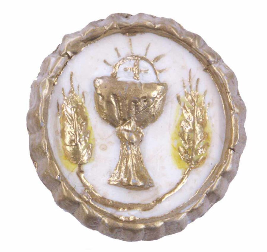 Medaillion mit Brotsegen in runder Form aus Wachs