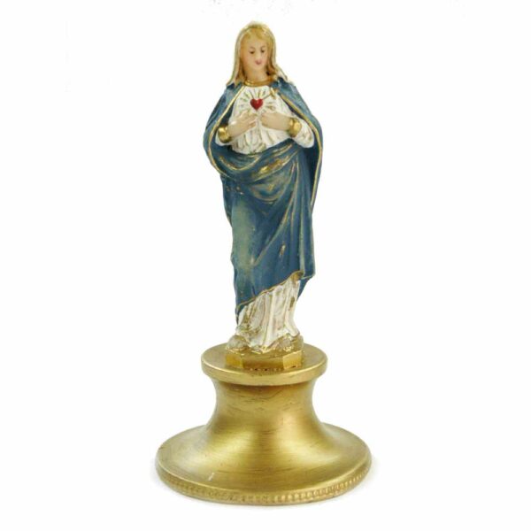 Madonna Herz-Maria auf goldenem Sockel aus Wachs