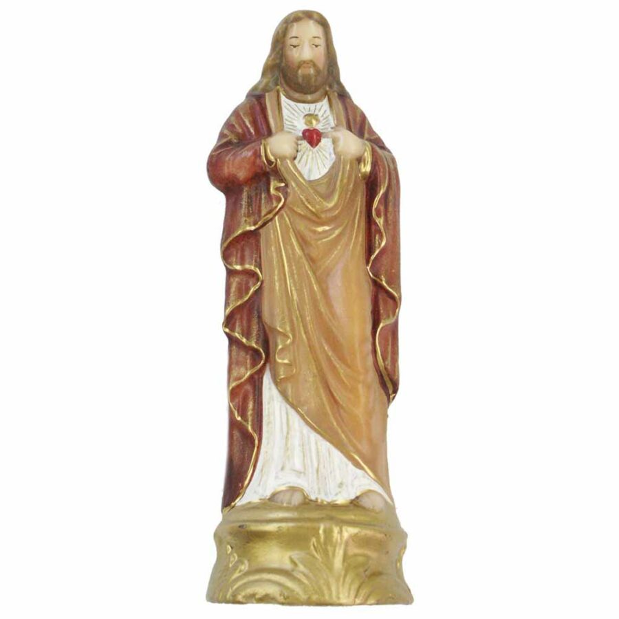 Herz -Jesu Figur aus goldenem Sockel aus Wachs