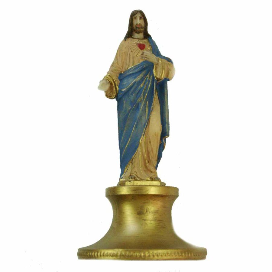 Herz-Jesu Figur auf goldenem Sockel aus Wachs