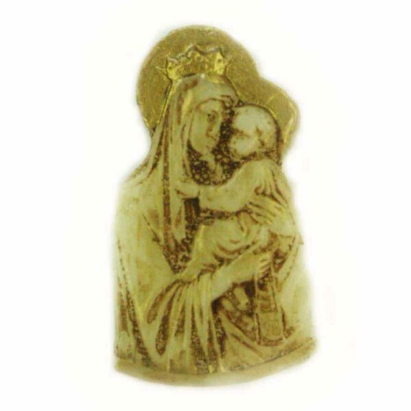 Medaillion Madonna mit Kind in patiniert aus Wachs