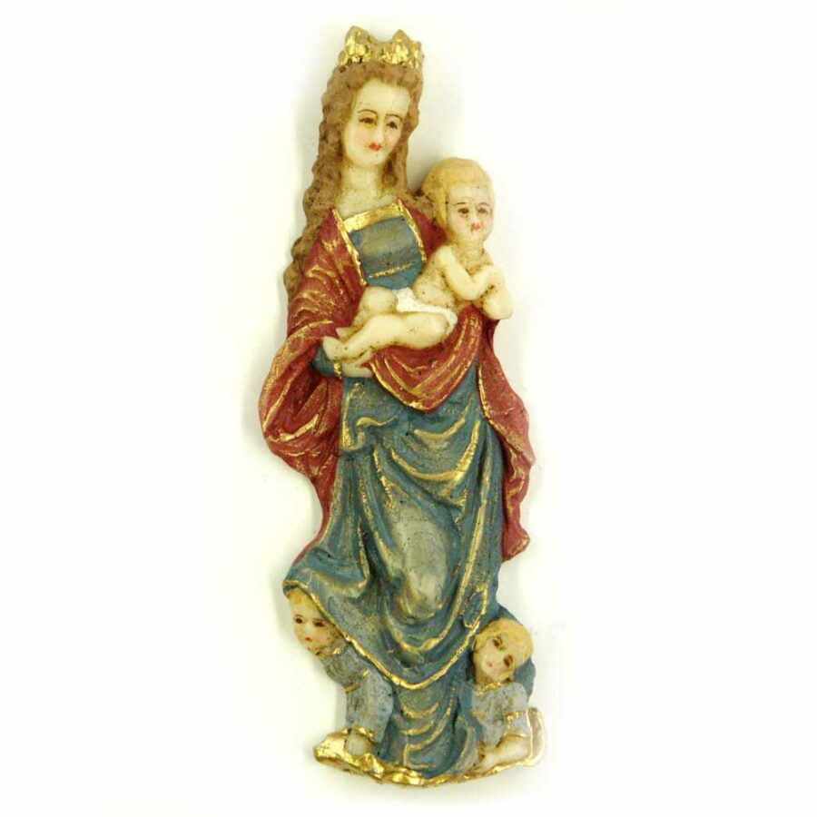 Madonna mit Kind in handbemaltem Wachs für Klosterarbeiten
