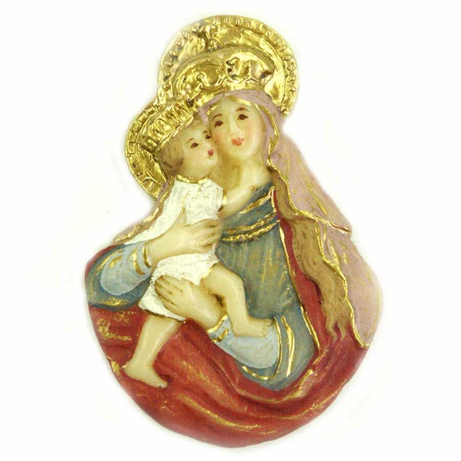 Brustmadonna mit Kind und Heiligenschein in Wachs für Klosterarbeiten