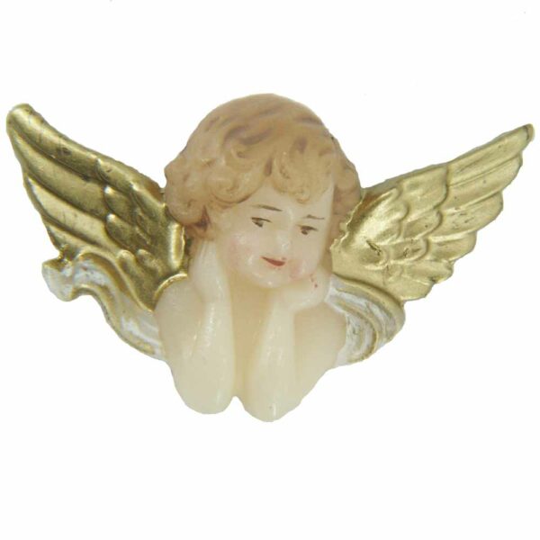 Engelkopf mit breiten Flügel in handbemaltem Wachs