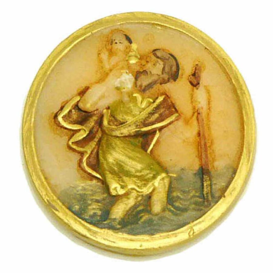 Medaillion mit Hl.Christophorus in runder Form aus Wachs