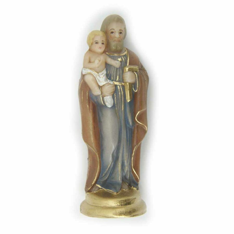 Josef mit Kind als Statue in Wachs handbemalt für Klosterarbeiten