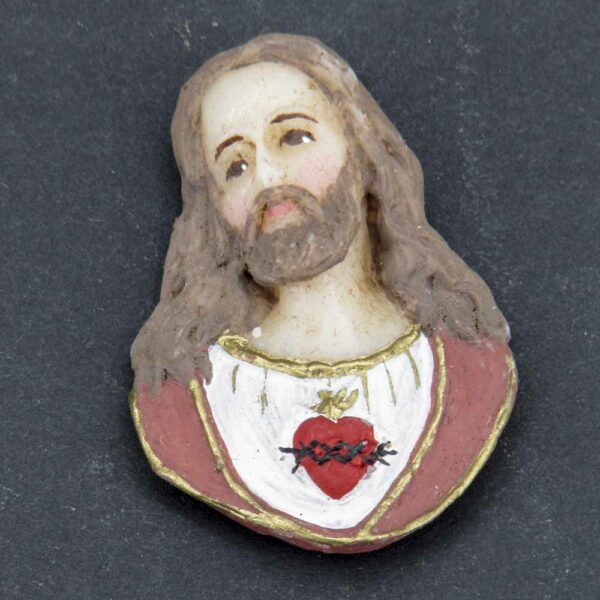 Medaillion Herz Jesu in Wachs handbemalt