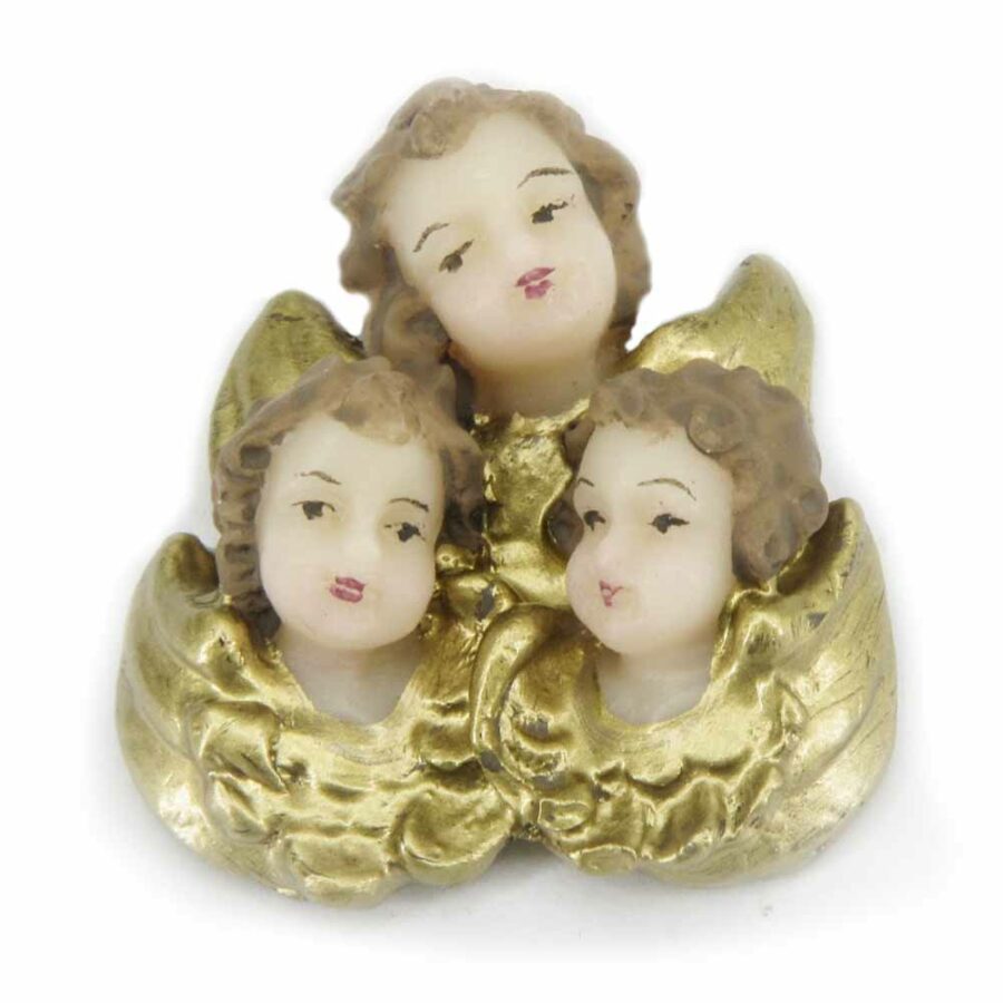 Engelchor mit 3 Puttenköpfen singend aus Wachs