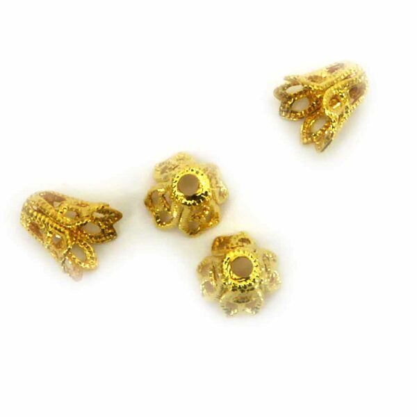 Perlkappen in gold-gebeizt in Form einer filigranen Krone für Klosterarbeiten