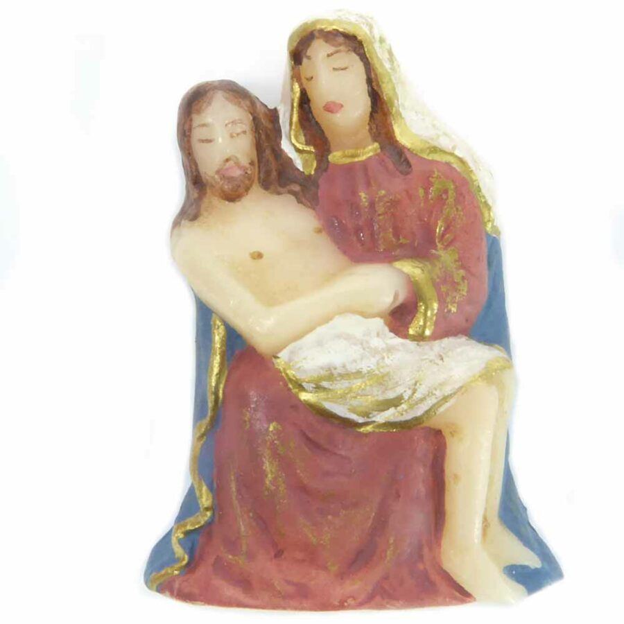 Pieta aus Wachs in handbemalt für Klosterarbeiten