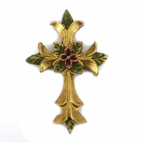 Kreuz mit Blumen und Blätter aus Wachs für Klosterarbeiten