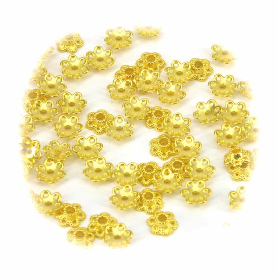 Perlkappen in gold-gebeizt in Form einer Blüte für Klosterarbeiten